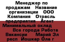 Менеджер по продажам › Название организации ­ ООО Компания › Отрасль предприятия ­ Агент › Минимальный оклад ­ 30 000 - Все города Работа » Вакансии   . Марий Эл респ.,Йошкар-Ола г.